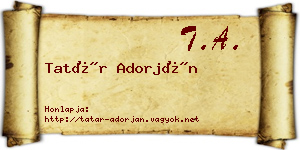 Tatár Adorján névjegykártya